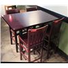 Image 1 : Rectangle Wood Top Pedestal Table (18x32x42H) & 4 Wooden Chairs