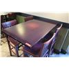 Image 2 : Rectangle Wood Top Pedestal Table (48x30x42H) & 4 Wooden Chairs