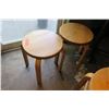 Image 2 : Rectangle Wood Top Pedestal Table (24x30x30H) & 2 Round Wooden Stools