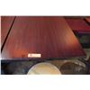 Image 3 : Rectangle Wood Top Pedestal Table (24x30x30H) & 2 Round Wooden Stools