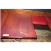 Image 2 : Rectangle Wood Top Pedestal Table (24x30x30H) & 2 Round Wooden Stools