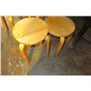 Image 4 : Rectangle Wood Top Pedestal Table (24x30x30H) & 2 Round Wooden Stools