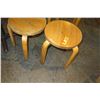 Image 2 : Rectangle Wood Top Pedestal Table (24x30x30H) & 2 Round Wooden Stools