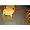 Image 2 : Rectangle Wood Top Pedestal Table (24x30x30H) & 2 Round Wooden Stools