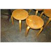Image 3 : Rectangle Wood Top Pedestal Table (24x30x30H) & 2 Round Wooden Stools