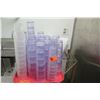 Image 2 : Corner Metal Rack w/ Misc Size Plastic Cups & Metal Pan