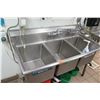 Image 2 : Commercial Steel 3-Basin Sink w/ Faucet & Gooseneck Spray Head 57"W x 26"D x 35" Front Ht
