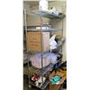 Image 1 : Metal 4 Tier Wire Mesh Shelf & Contents:  Gloves, Chopsticks, Deli Containers, etc