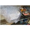 Image 9 : Metal 4 Tier Wire Mesh Shelf & Contents:  Gloves, Chopsticks, Deli Containers, etc