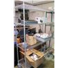 Image 1 : Metal 4 Tier Wire Mesh Shelf & Contents:  APC Battery Back-Up, Dishes, etc