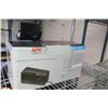 Image 2 : Metal 4 Tier Wire Mesh Shelf & Contents:  APC Battery Back-Up, Dishes, etc