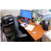 Image 1 : Office Desk & Chair w/ Computer, Monitor, Printer, Fan, Supplies, etc