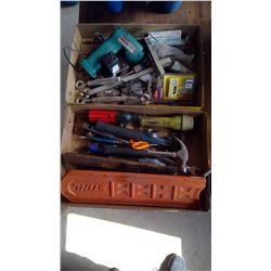 2 Boxes of Shop Items - Hammers, Drill, etc.