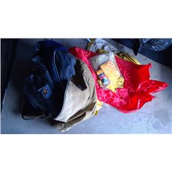 Lot  of Rain Jackets, Duffle Bag, Paints, and XXL Cover