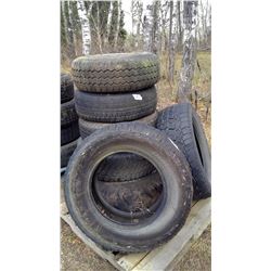 Pallet of Assorted Tires with Rims - Heavy Duty Load Range 900/20, 65/75R16, (3) 235/75R15, (2) 275/