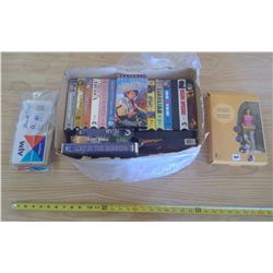 Variety of VHS Tapes, Magnetic Mosquito Net, and Paper Bags