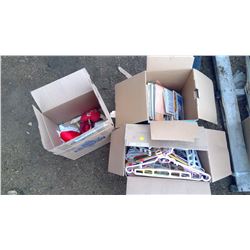 Box of Old Heritage Magazines, Clothes Hangers, and Trinkets