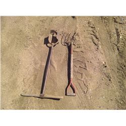 Antique Pitchfork and Post Auger