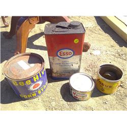 Lot of Antique Tins (Tobacco, Floor Wax, Corn Syrup, Oil)