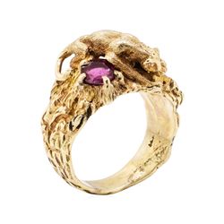 14KT Yellow Gold 0.50 ctw Ruby Panther Ring