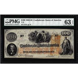 1862 $100 Confederate States of America Note T-41 PMG Choice Uncirculated 63EPQ