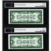 Image 2 : (2) Consecutive 1928B $1 Silver Certificate Notes Fr.1602 PMG Choice Uncirculated 64EPQ