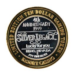 .999 Fine Silver Silver Legacy Reno, Nevada $10 Limited Edition Gaming Token