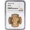 Image 1 : 1890-CC $20 Liberty Head Double Eagle Gold Coin NGC AU58