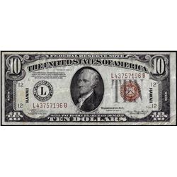 1934A $10 Hawaii WWII Emergency Issue Federal Reserve Note