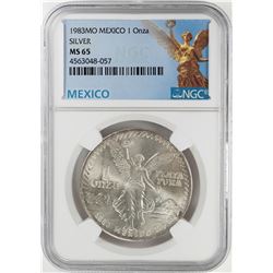 1983Mo Mexico 1 Onza Libertad Silver Coin NGC MS65