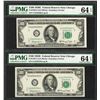 Image 1 : Lot of (2) 1950E $100 Federal Reserve Notes Chicago PMG Choice Uncirculated 64EPQ