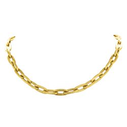 18KT Yellow Gold Satin Finish Oval Link Necklace