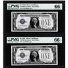 Image 1 : (2) Consecutive 1928 $1 Funnyback Silver Certificate Notes PMG Gem Uncirculated 66EPQ