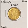 Image 1 : 1920 Columbia 5 Pesos Gold Coin