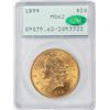 Image 1 : 1899 $20 Liberty Head Double Eagle Gold Coin PCGS MS62 CAC Old Rattler Holder