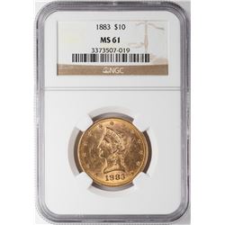 1883 $10 Liberty Head Eagle Gold Coin NGC MS61