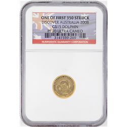 2008 $15 Australia Dolphin Proof 1/10 oz Gold Coin NGC PF70 Ultra Cameo