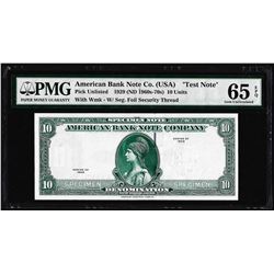 1929 10 Unit American Bank Note Co. "Test Note" PMG Gem Uncirculated 65EPQ