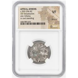 393-294 BC Attica Athens AR Tetradrachm Athena Owl Coin NGC VF