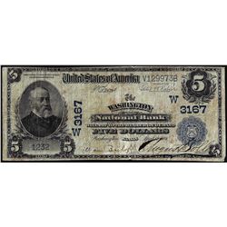 1902PB $5 Washington NB Washington, Kansas CH# 3167 National Currency Note