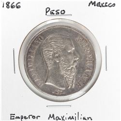 1866 Mexico Peso Emperor Maximilian Silver Coin