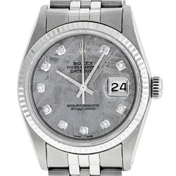 Rolex Men's Stainless Steel Meteorite Diamond 36MM Datejust Wristwatch