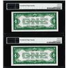 Image 2 : Lot of (2) Consecutive 1928A $1 Funnyback Silver Certificate Notes Fr.1601 PMG Choice Uncirculated 6