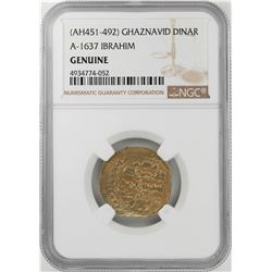 AH451-492 Ghaznavid Dinar A-1637 Ibrahim Gold Coin NGC Genuine