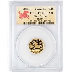 2014P $15 Proof Australia Horse Gold Coin PCGS PR70DCAM First Strike