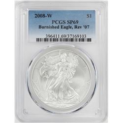 2008-W $1 Burnished Eagle Reverse '07 American Silver Eagle Coin PCGS SP69