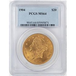 1904 $20 Liberty Head Double Eagle Gold Coin PCGS MS64