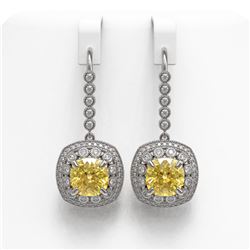 14.4 ctw Canary Citrine & Diamond Victorian Earrings 14K White Gold