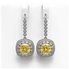 Image 1 : 14.4 ctw Canary Citrine & Diamond Victorian Earrings 14K White Gold