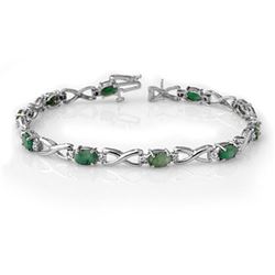 5.85 ctw Emerald & Diamond Bracelet 14k White Gold